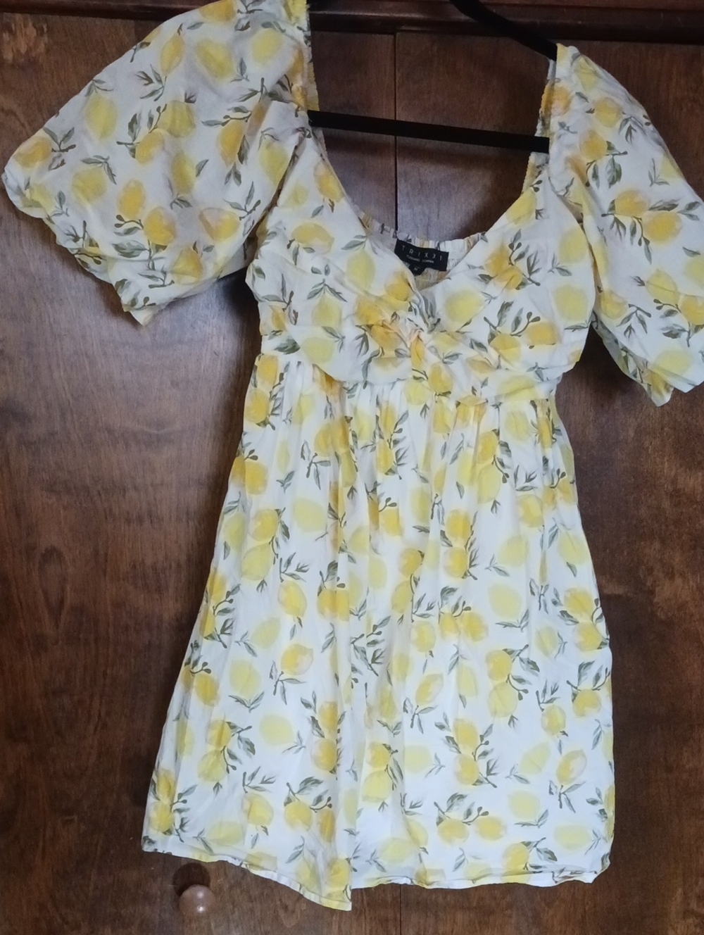 Trixxi Lemon Print Puff Sleeve Women's Top - Yellow